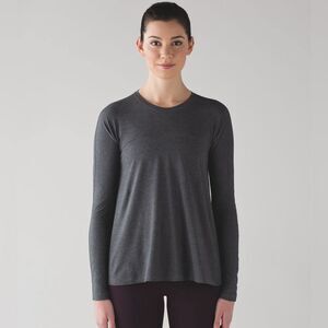 Lululemon Acadia Long Sleeve Heathered Pitch Grey Relaxed Fit Top